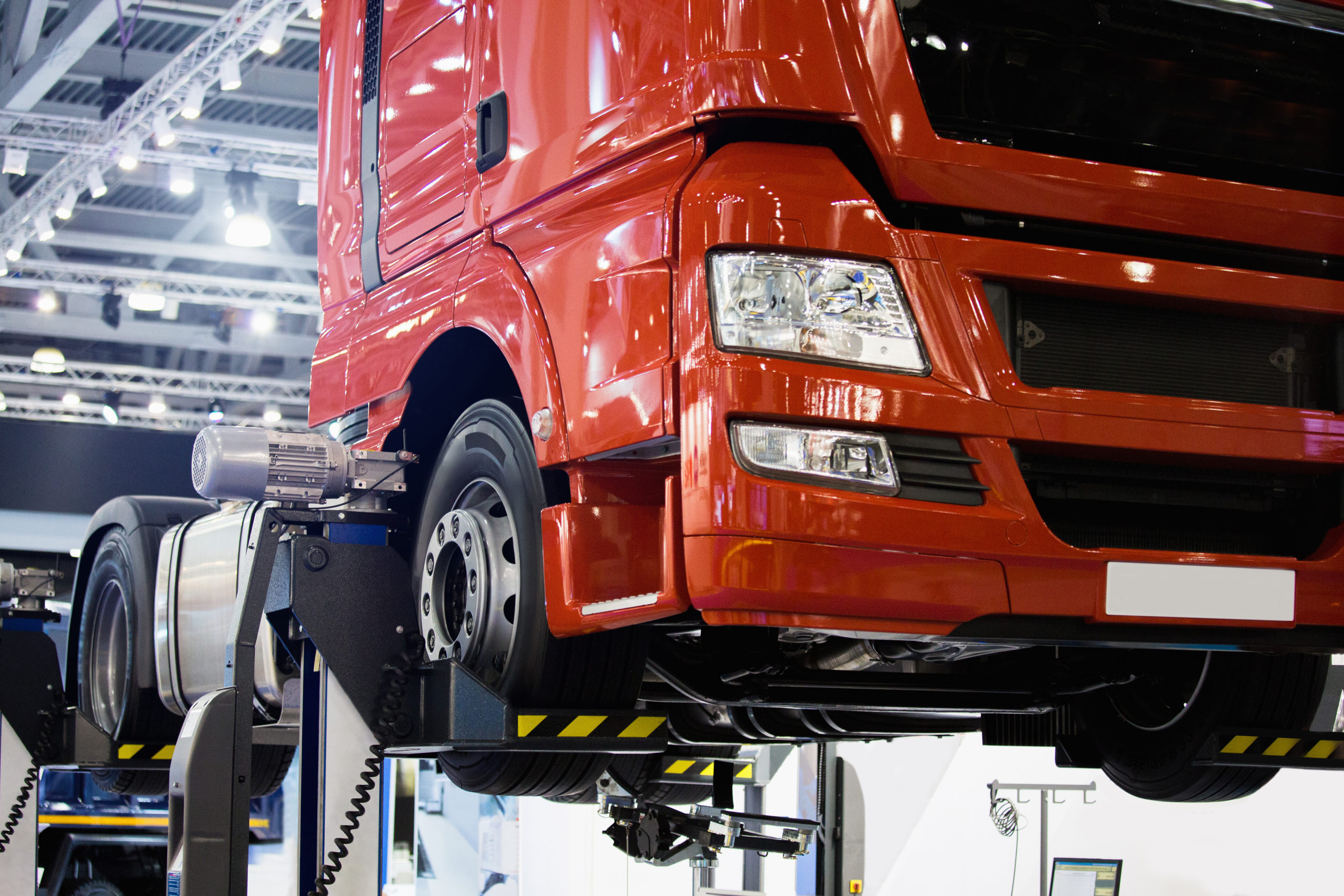 Truck on a lift | Warrington MOT and Service Centre